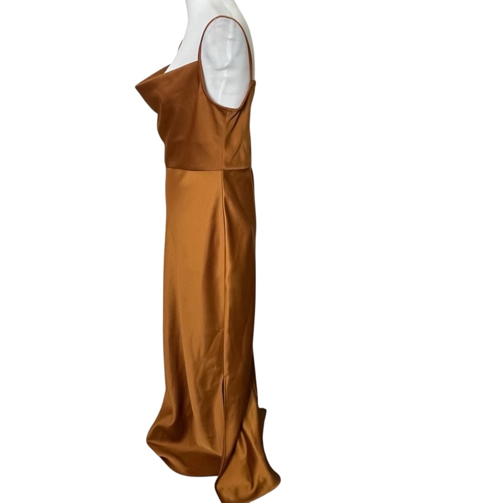Sachin‎ & Babi Cali Satin Dress Women’s Size 10 Bronze Slip Midi Evening Formal - Picture 3 of 7